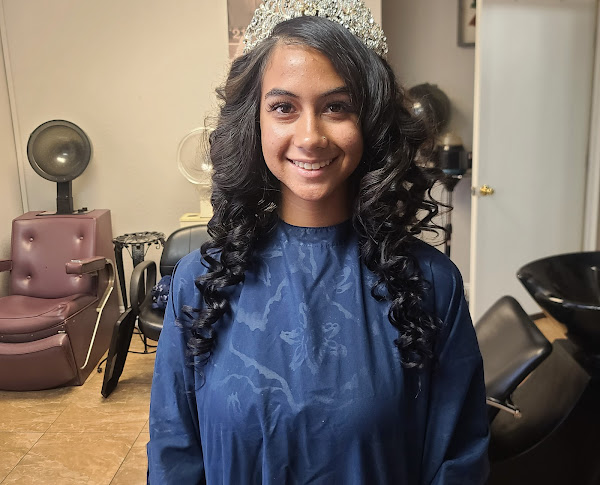 Formal curls finished with tiara